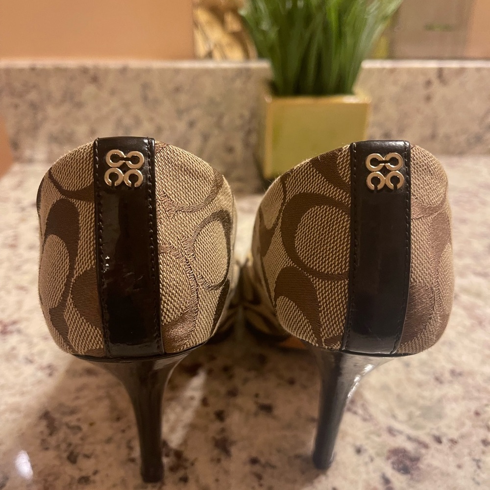 Coach Tan and Brown Patterned Heels - Picture 4 of 5